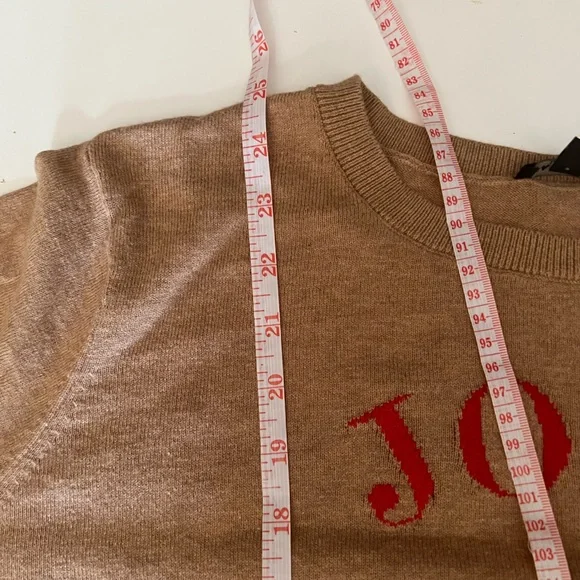 Talbots XL Camel Sweater with Red Script - Picture 6 of 8